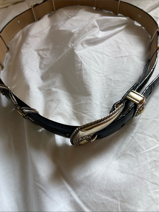 Brighton Accessories - Brighton Black Leather Belt with Gold-Tone Western Buckle